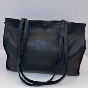 Crouch & Fitzgerald Large Leather Tote Carry All Purse Handbag Snap Closure
